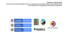 Publicación de Conclusiones Gubernamentales Respecto a los Impactos de la Actividad Minera en los Ecosistemas del Territorio Colombiano